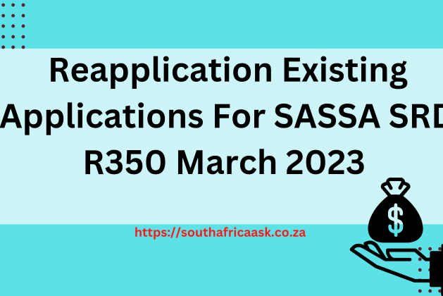 Reapplication And Update Existing Applications For SASSA SRD R350 March 2023