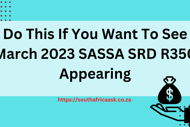 Do This If You Want To See March 2023 SASSA SRD R350 Appearing