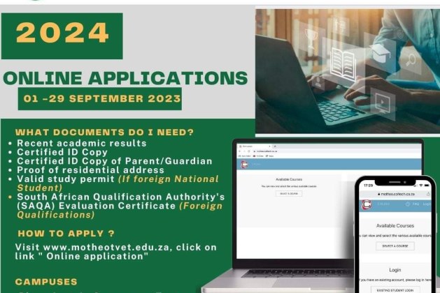 Motheo TVET College 2024 1st Semester Online Applications Now Open