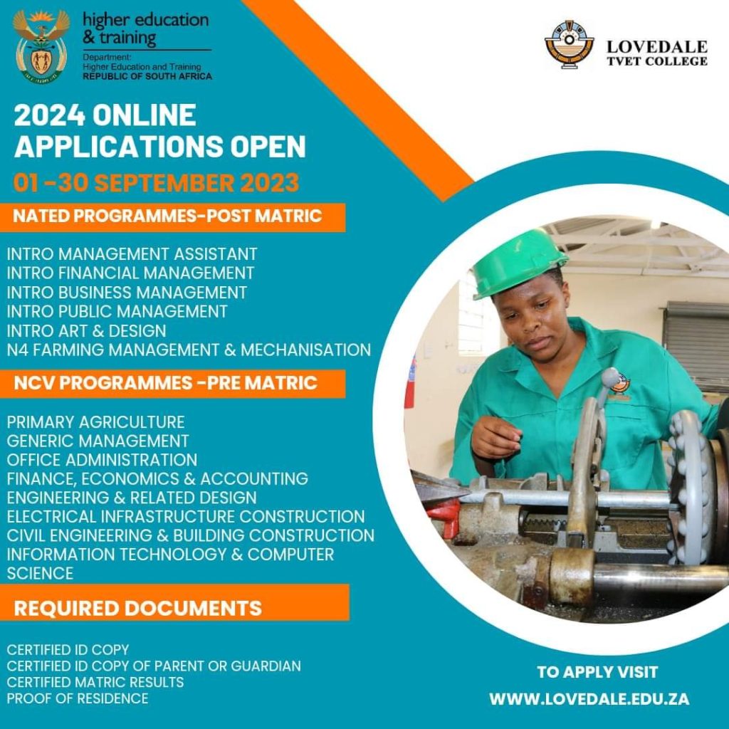 Lovedale TVET College Admission Application 2024