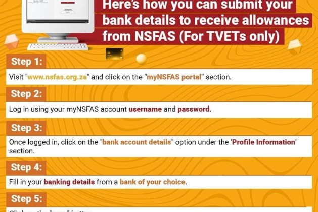 How to Submit Your Bank Account Details For NSFAS Payments for TVET Colleges